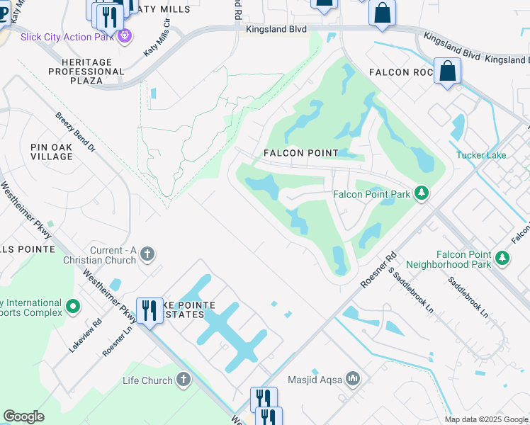 map of restaurants, bars, coffee shops, grocery stores, and more near 2023 Blue Water Bay Drive in Katy