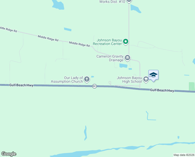 map of restaurants, bars, coffee shops, grocery stores, and more near 6440 Gulf Beach Highway in Cameron