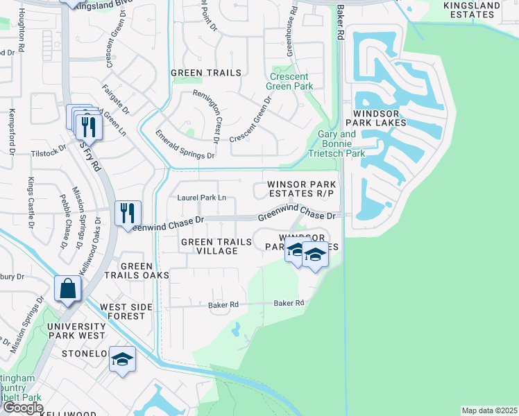 map of restaurants, bars, coffee shops, grocery stores, and more near 1626 Shadybrook Drive in Houston