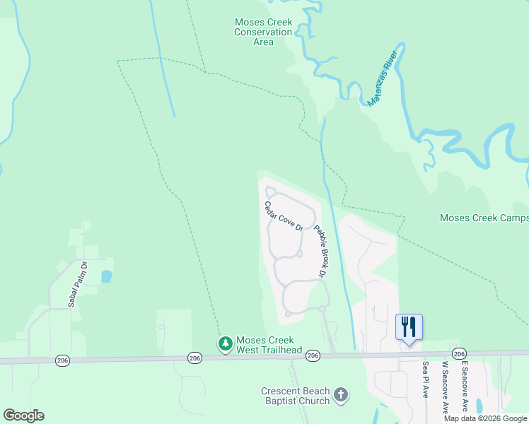 map of restaurants, bars, coffee shops, grocery stores, and more near 1054 Cedar Cove Drive in St. Augustine