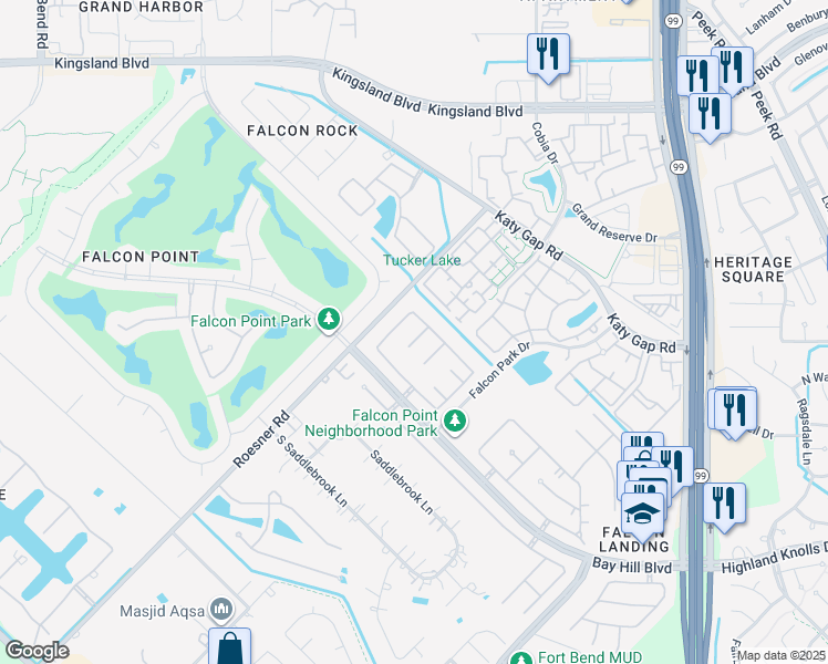 map of restaurants, bars, coffee shops, grocery stores, and more near 1406 Sullivan Springs Drive in Katy