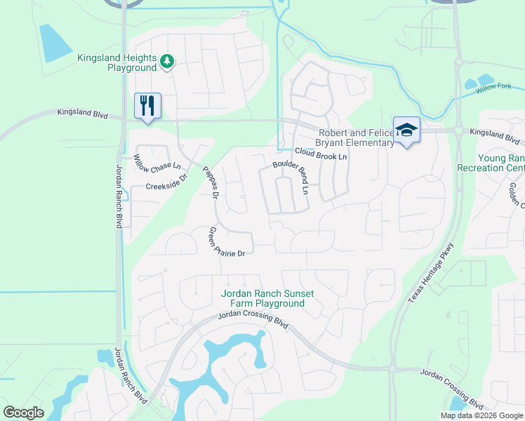 map of restaurants, bars, coffee shops, grocery stores, and more near 9940 Norhill Heights Lane in Brookshire