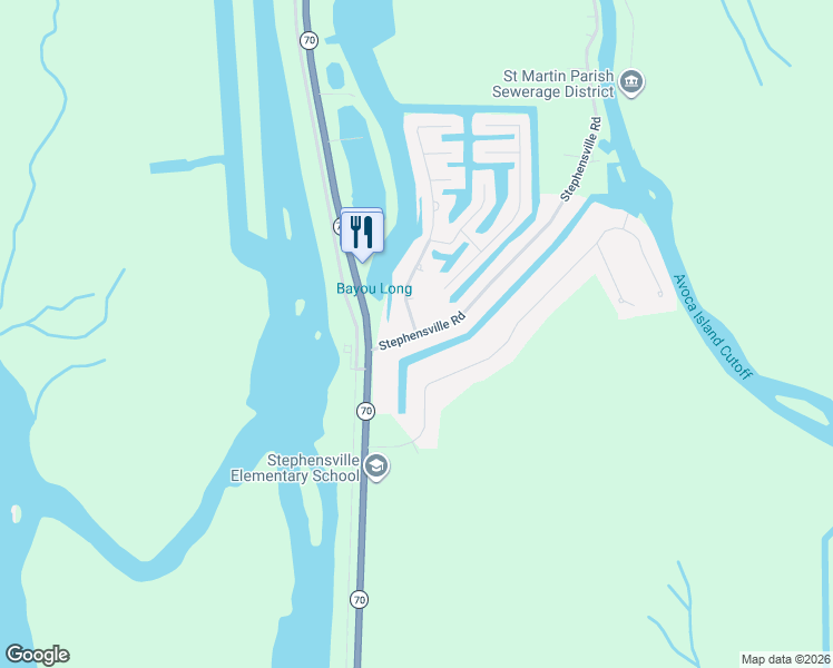 map of restaurants, bars, coffee shops, grocery stores, and more near 211 Stephensville Road in Morgan City