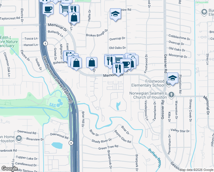 map of restaurants, bars, coffee shops, grocery stores, and more near 209 Morningside Park Street in Houston
