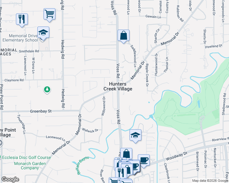 map of restaurants, bars, coffee shops, grocery stores, and more near 213 Fleetway Drive in Houston