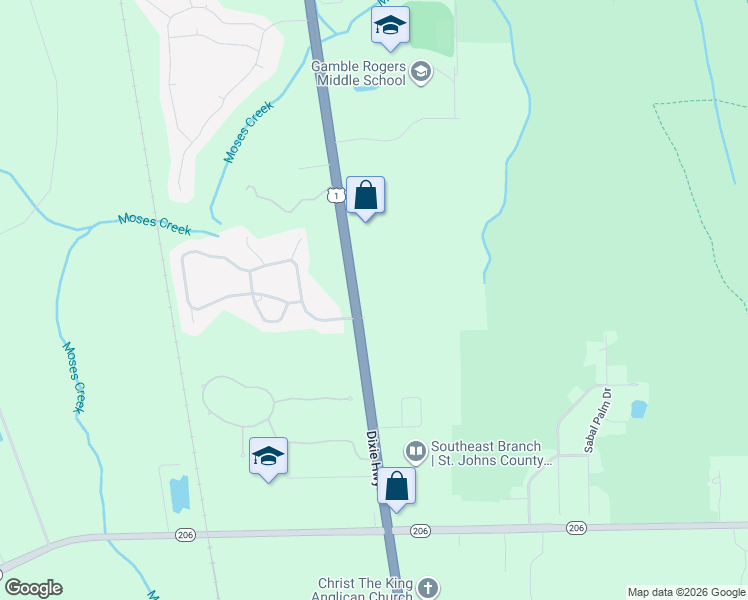 map of restaurants, bars, coffee shops, grocery stores, and more near 6460 U.S. 1 in St. Augustine