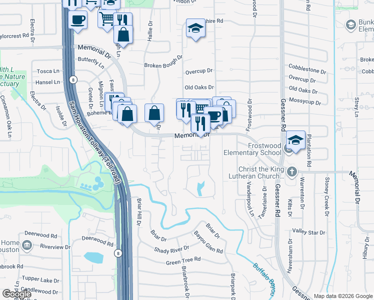 map of restaurants, bars, coffee shops, grocery stores, and more near 209 Morningside Park Street in Houston