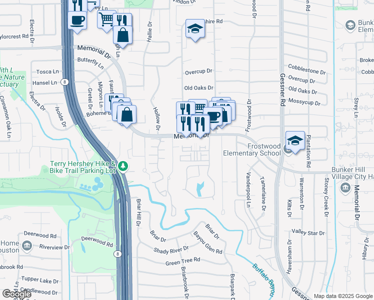 map of restaurants, bars, coffee shops, grocery stores, and more near 209 Morningside Park Street in Houston