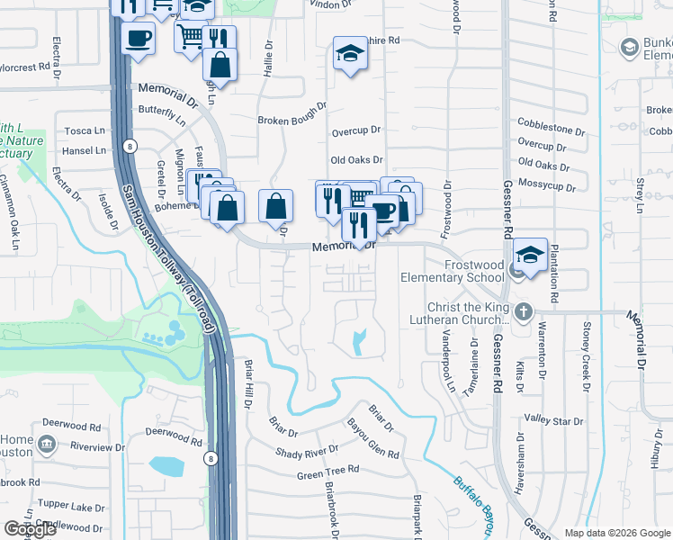 map of restaurants, bars, coffee shops, grocery stores, and more near 209 Morningside Park Street in Houston