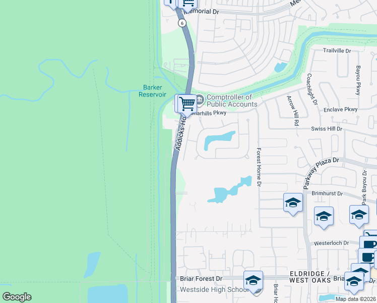 map of restaurants, bars, coffee shops, grocery stores, and more near 1314 Pitkin Iron Court in Houston