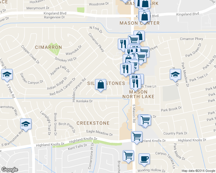 map of restaurants, bars, coffee shops, grocery stores, and more near 927 Western Hills Drive in Katy