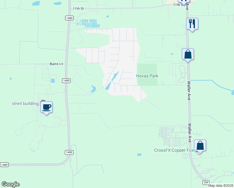 map of restaurants, bars, coffee shops, grocery stores, and more near 1631 Willow Run in Brookshire