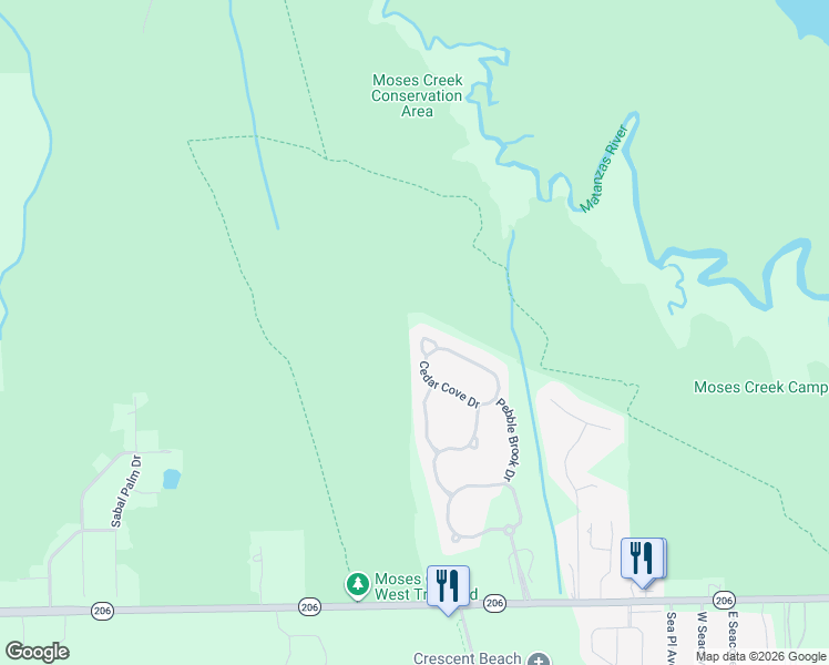 map of restaurants, bars, coffee shops, grocery stores, and more near 1109 Myrtle Wood Drive in St. Augustine