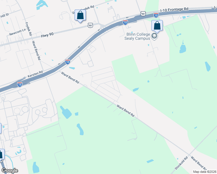 map of restaurants, bars, coffee shops, grocery stores, and more near 2300 Ward Bend Road in Sealy