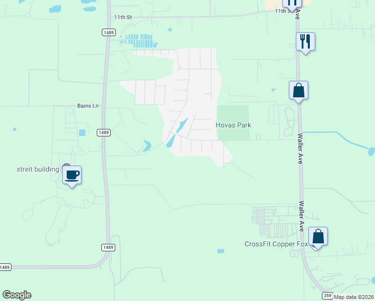 map of restaurants, bars, coffee shops, grocery stores, and more near 1631 Willow Run in Brookshire