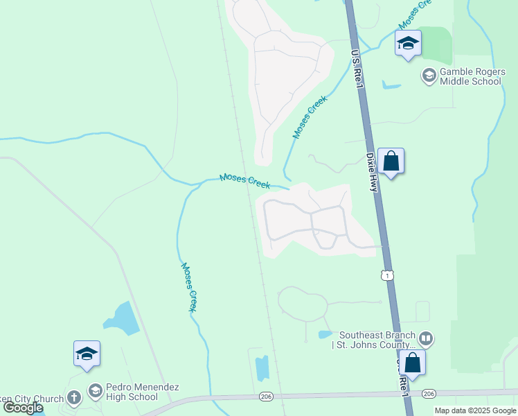 map of restaurants, bars, coffee shops, grocery stores, and more near 220 Moses Creek Boulevard in St. Augustine