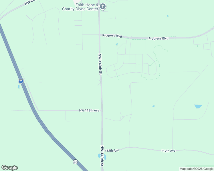map of restaurants, bars, coffee shops, grocery stores, and more near 12107 Northwest 140th Street in Alachua