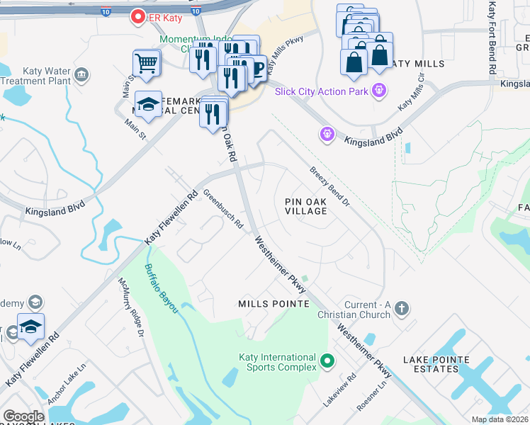 map of restaurants, bars, coffee shops, grocery stores, and more near 24815 Mount Auburn Drive in Katy