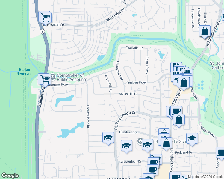 map of restaurants, bars, coffee shops, grocery stores, and more near 14019 Cherry Mound Road in Houston