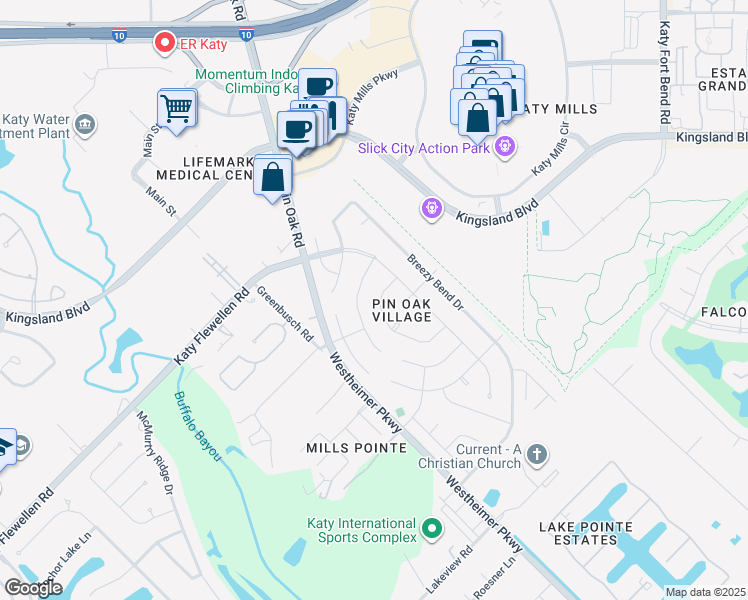 map of restaurants, bars, coffee shops, grocery stores, and more near 24718 Brattle Drive in Katy