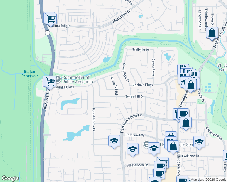 map of restaurants, bars, coffee shops, grocery stores, and more near 14019 Cherry Mound Road in Houston