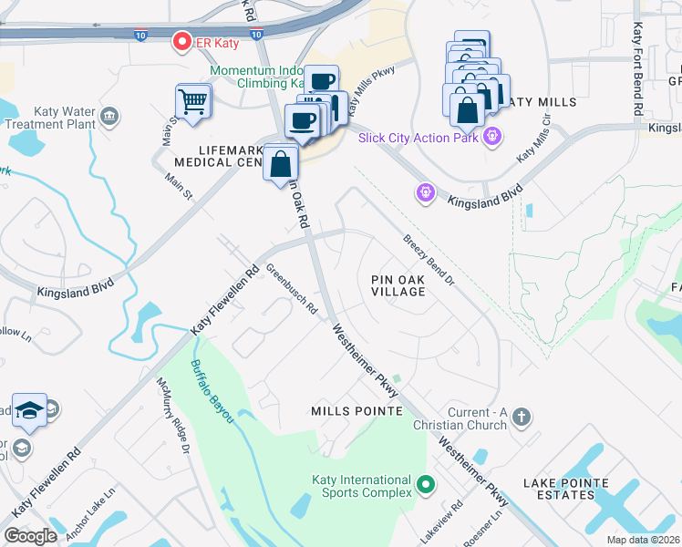 map of restaurants, bars, coffee shops, grocery stores, and more near 24815 Mount Auburn Drive in Katy