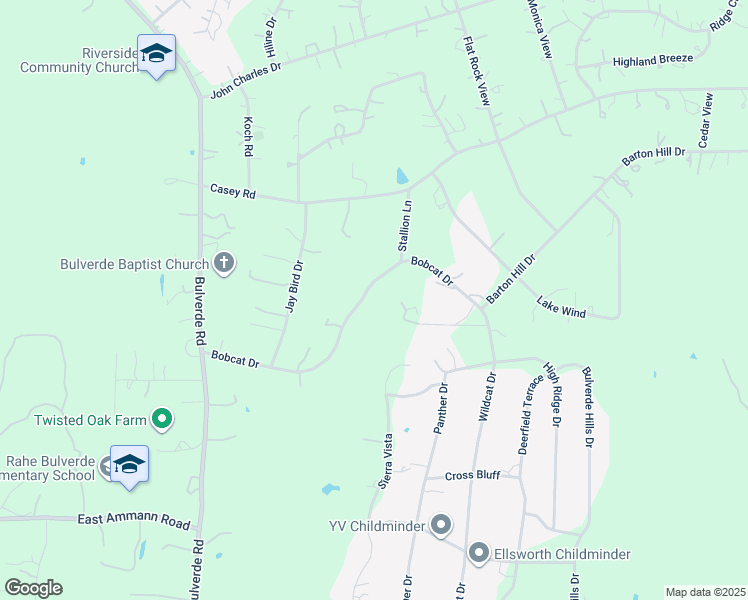 map of restaurants, bars, coffee shops, grocery stores, and more near 2342 Bobcat Drive in Bulverde