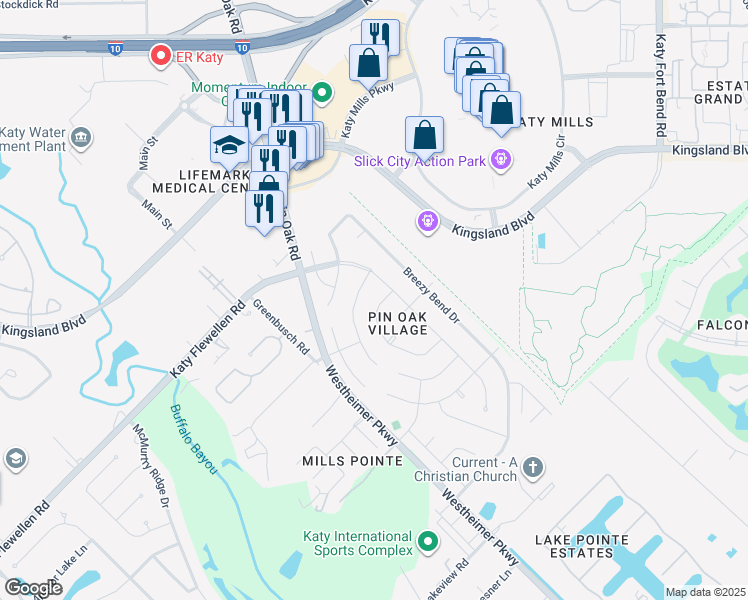 map of restaurants, bars, coffee shops, grocery stores, and more near 24718 Brattle Drive in Katy