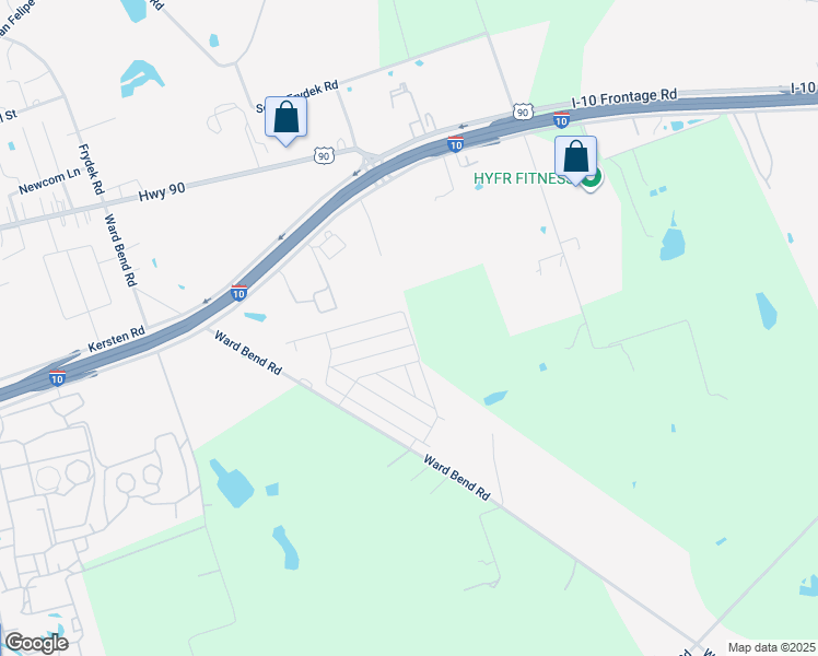 map of restaurants, bars, coffee shops, grocery stores, and more near H Drive in Sealy
