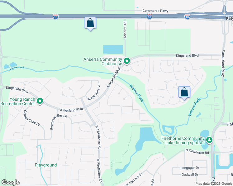 map of restaurants, bars, coffee shops, grocery stores, and more near 1422 Buffalo Woods Court in Katy