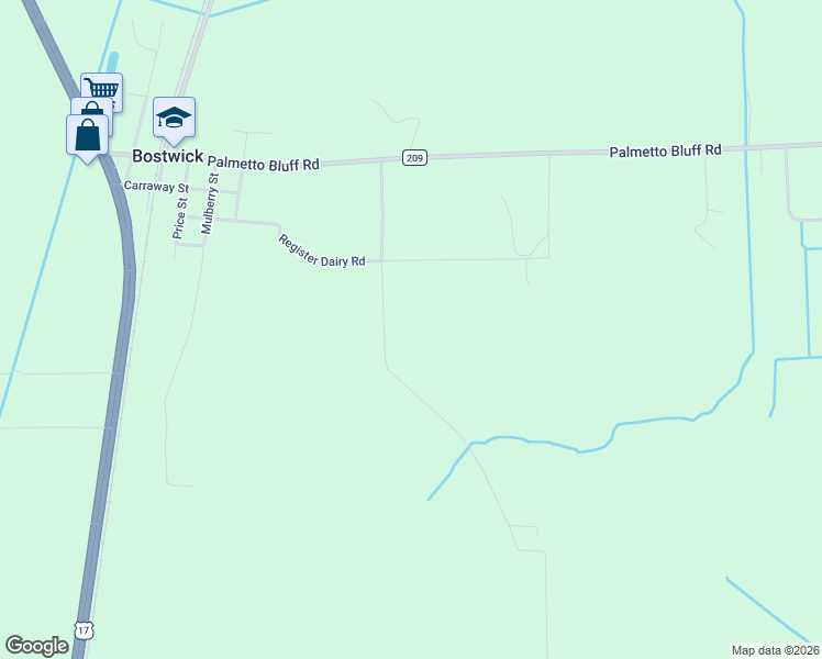 map of restaurants, bars, coffee shops, grocery stores, and more near 138 Cemetery Road in Palatka