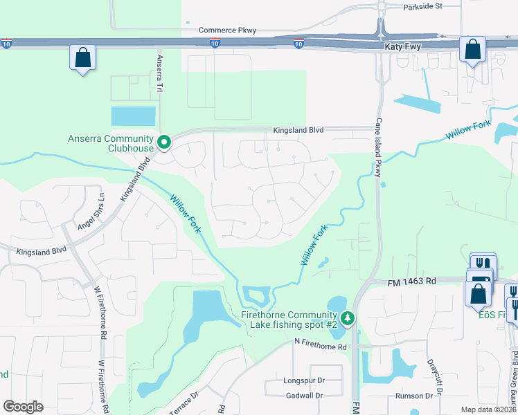 map of restaurants, bars, coffee shops, grocery stores, and more near 28110 Flywheel Court in Katy