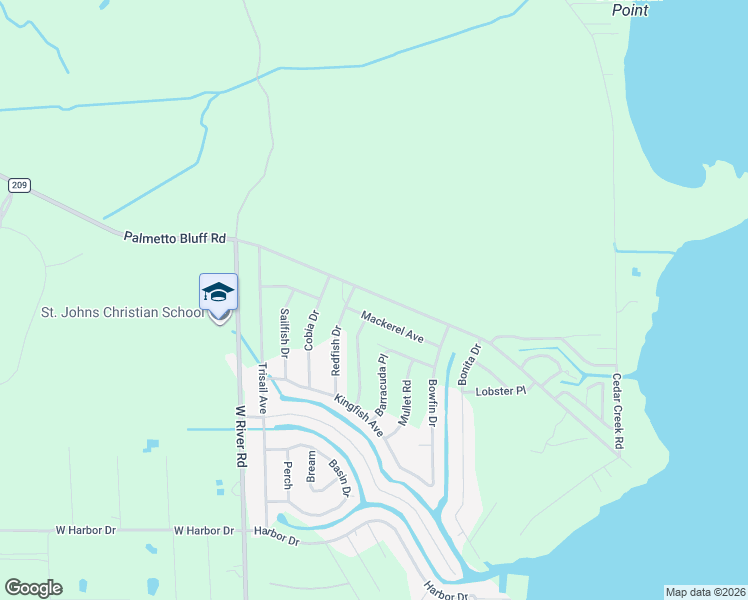 map of restaurants, bars, coffee shops, grocery stores, and more near 543 Palmetto Bluff Road in Palatka