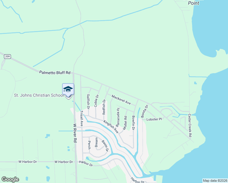 map of restaurants, bars, coffee shops, grocery stores, and more near 543 Palmetto Bluff Road in Palatka