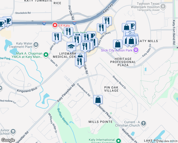 map of restaurants, bars, coffee shops, grocery stores, and more near 24702 Weld Court in Katy