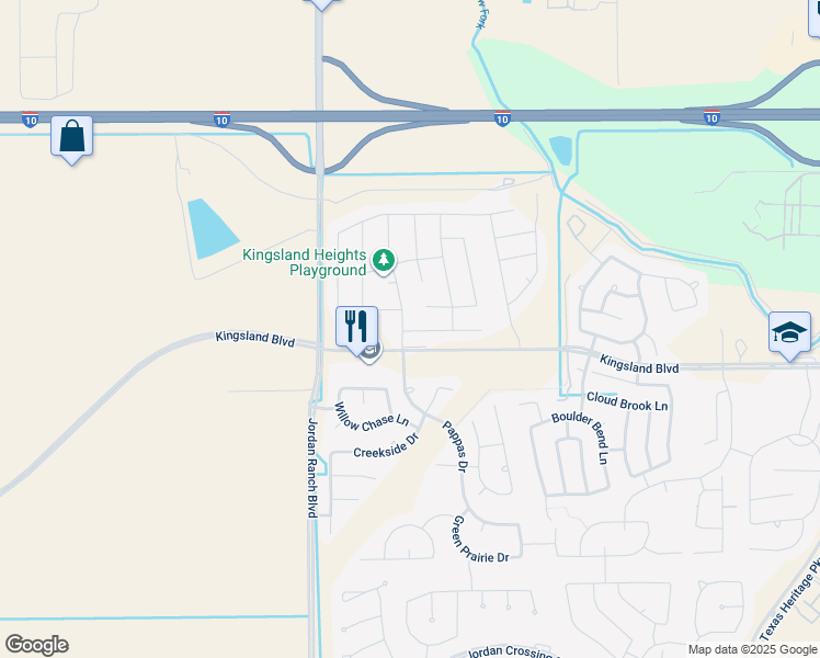 map of restaurants, bars, coffee shops, grocery stores, and more near 1005 Long Bay Court in Brookshire