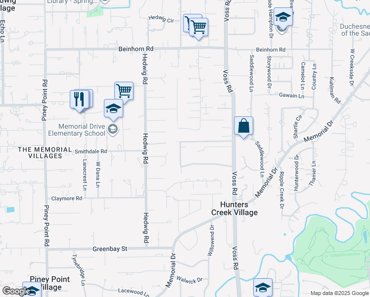 map of restaurants, bars, coffee shops, grocery stores, and more near 530 Trails End Street in Houston