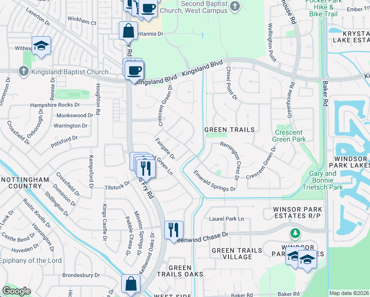 map of restaurants, bars, coffee shops, grocery stores, and more near 1306 Rosemeadow Court in Houston