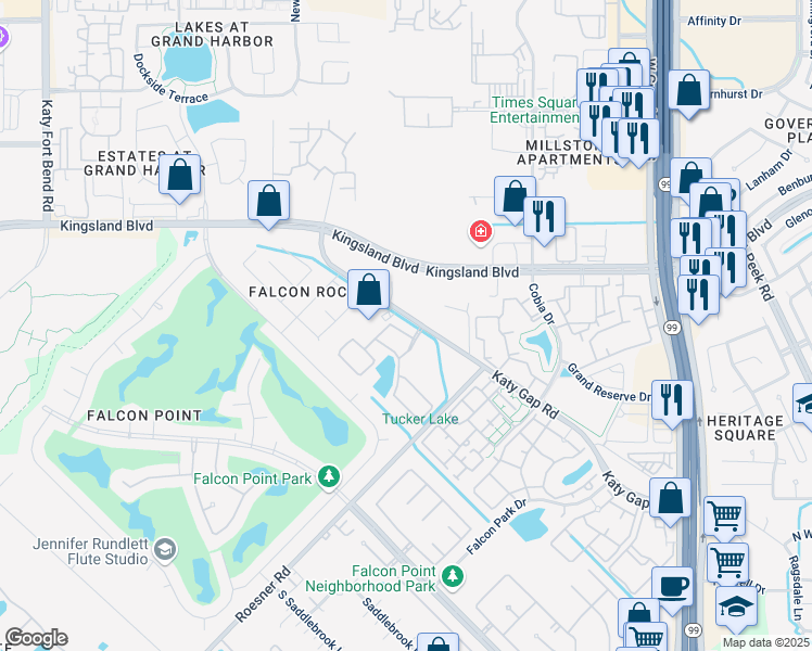 map of restaurants, bars, coffee shops, grocery stores, and more near 24206 Peralta Glen Lane in Katy
