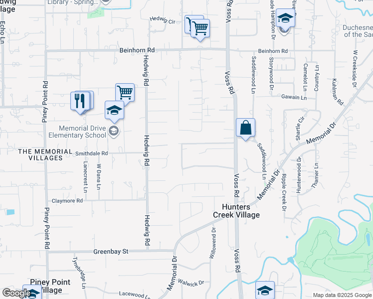 map of restaurants, bars, coffee shops, grocery stores, and more near 530 Trails End Street in Houston