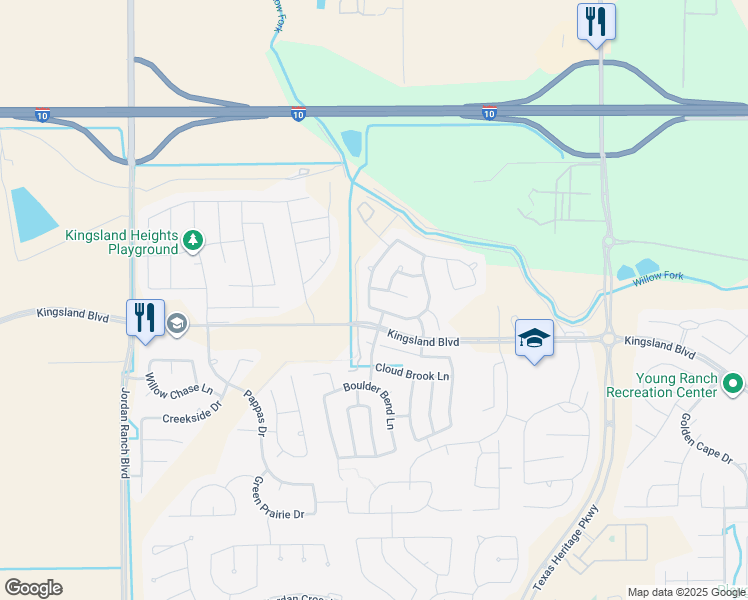 map of restaurants, bars, coffee shops, grocery stores, and more near 30081 Walden Farms Lane in Brookshire