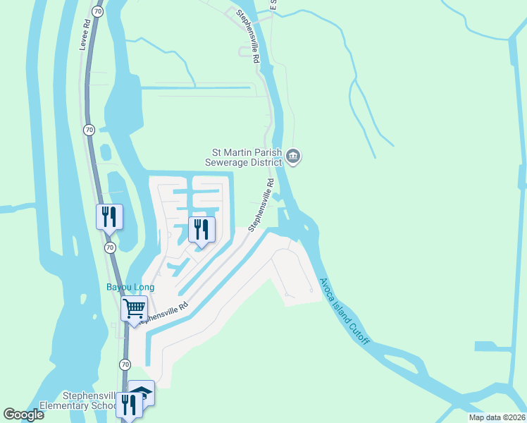 map of restaurants, bars, coffee shops, grocery stores, and more near 211-237 Stephensville Road in Morgan City