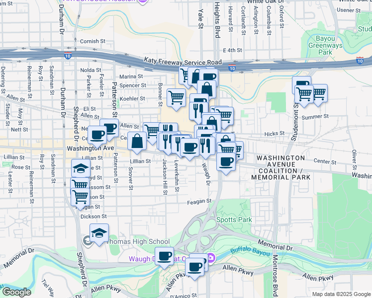 map of restaurants, bars, coffee shops, grocery stores, and more near in 