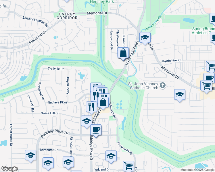map of restaurants, bars, coffee shops, grocery stores, and more near in Houston