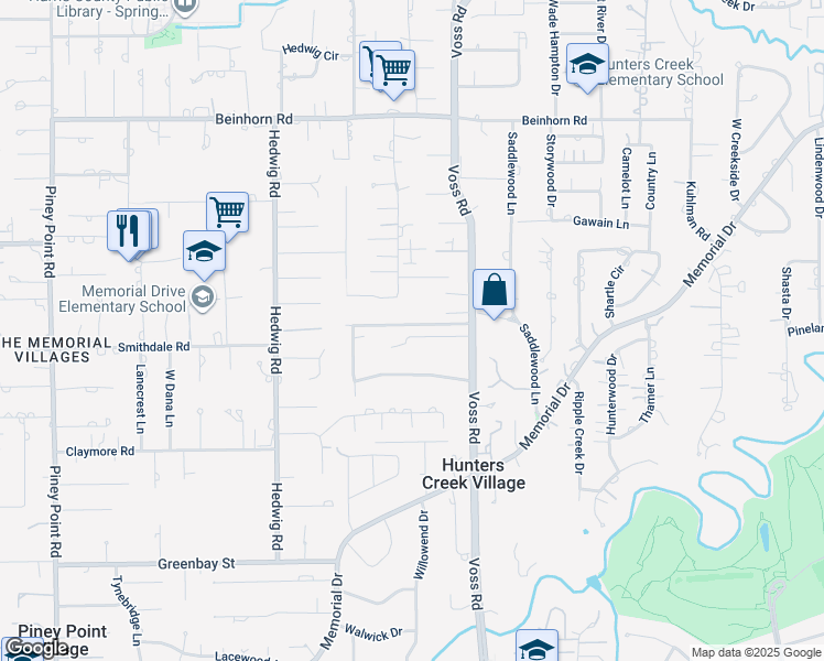 map of restaurants, bars, coffee shops, grocery stores, and more near 10829 Long Shadow Lane in Houston