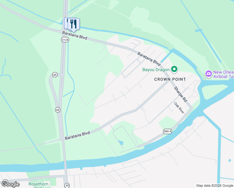 map of restaurants, bars, coffee shops, grocery stores, and more near 5330 Shady Park Drive in Marrero