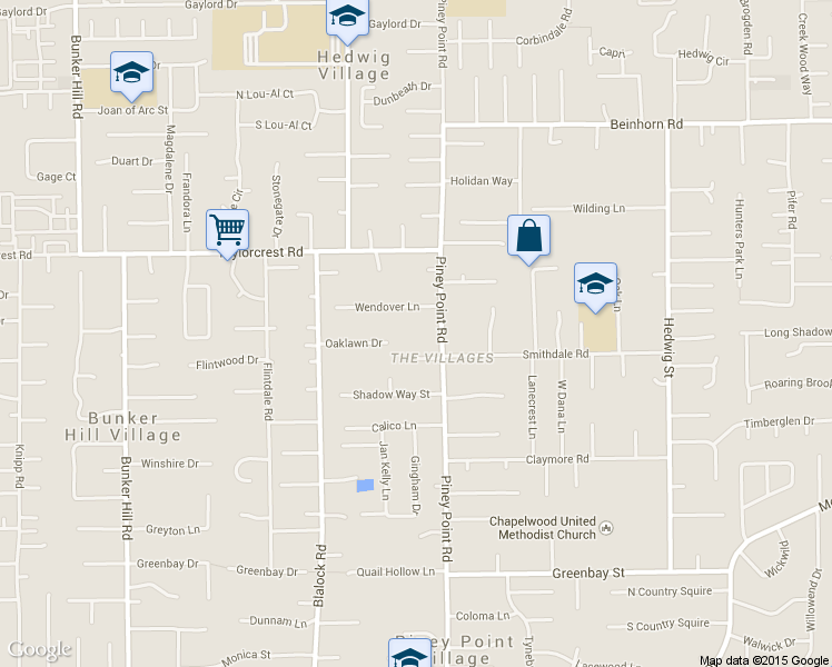 map of restaurants, bars, coffee shops, grocery stores, and more near 621 Piney Point Rd in Houston