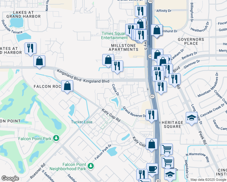 map of restaurants, bars, coffee shops, grocery stores, and more near 700 Cobia Drive in Katy
