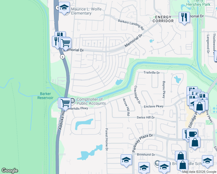 map of restaurants, bars, coffee shops, grocery stores, and more near 935 Ivy Wall Drive in Houston
