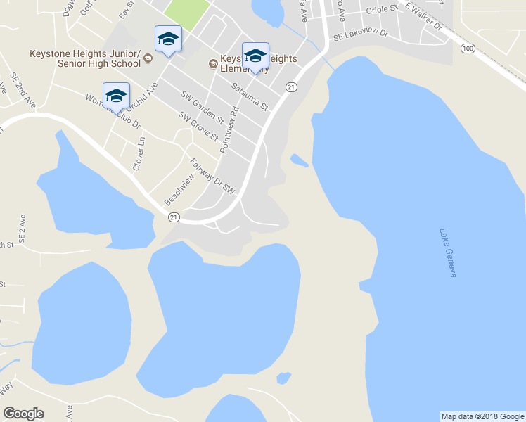 map of restaurants, bars, coffee shops, grocery stores, and more near 30 Nelsons Point in Keystone Heights